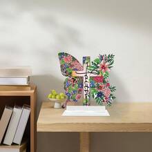 Kit de pictură cu diamant 2D plat, 1 buc., DIY, pentru adulți, pentru obiecte de birou, model cruce și fluture floral, potrivit pentru începători, decorativ pentru Halloween, Crăciun, cadouri de Ziua Îndrăgostiților, cadou ideal