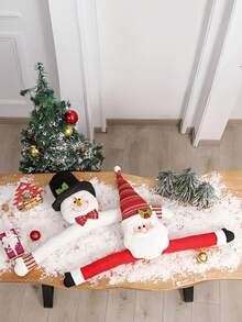 Décorations de Noël - Bonhomme de neige sur le dessus de l'arbre de Noël - Décoration de Père Noël avec écharpe rayée rouge et blanche, accents de houx vert, ornements dorés pour la décoration de la maison et de la pièce pendant les fêtes