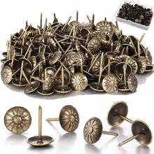 100 Pcs Upholstery Tacks For Decorative Furniture Upholstery Nails 11*16MM Vintage Head Diameter Brass Daisy Thumb Tack Push Pin Furniture DIY Decorative