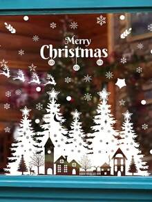 1/2/3PCS Modern Christmas Window Clings - PVC Self-Adhesive Snowflakes, Trees, And Stars Decals For Holiday Wall Decor.Perfect Christmas Gift For Couples, Parents And Friends Room Decor Bedroom Decor Kitchen Decor Wall Sticker Stickers Christmas Decorations Christmas Decoration Christmas Decorations Home Home Decor