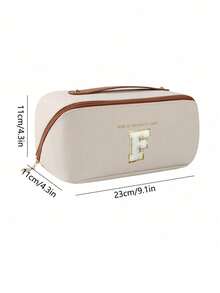 1pc High Quality PU Cosmetic Bag Travel Bag With Letters Cosmetic Storage Bag, Large Capacity Women's Handbag, Portable Travel Storage Bag, Multifunctional Waterproof Bag, Cosmetic Storage Bag, Travel Accessories, Travel Essentials, Cruise Essentials, Jewelry Storage, Lip Oil Storage, Nail Polish Storage, Valentine's Day Gifts, Bridesmaid Gifts, Birthday Gifts, Friends And Teacher Gifts, Holiday Gifts, Mother's Gifts, Women's Gifts