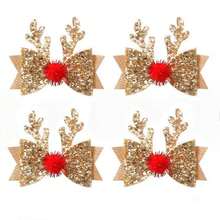 قطعتان/قطعة واحدة من مشابك شعر على شكل عقدة الفراشة للحيوانات الأليفة القطط والكلاب بتصميم الغزلان، مناسبة للاستخدام اليومي/عيد الميلاد