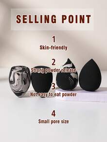 4PCS Makeup Sponge, Suitable For Cream And Powder Concealer, Loose Powder Makeup Applicator - Black - View 2