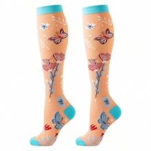 6 Paar Blumen Kompressionsstrümpfe Damen Herren atmungsaktive Kniestrümpfe Damen Sportkompressions-Socken für Laufen, Radfahren, Wandern, Krankenschwester Blumen Kompressionsstrümpfe Geburtstagsgeschenk Kompressionsstrümpfe 2026 Neuankömmling - Verschiedenfarbig - Übersicht 6