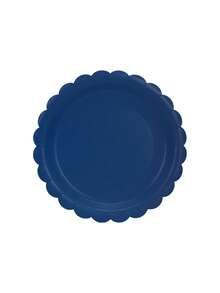 10pcs/20pcs/50pcs/80pcs Navy Blue Plates Cups Napkins Tableware Kit Navy Blue Party Supplies Inlcudes Scalloped Plates Napkins Cups Dinnerware Set For Birthday Wedding Picnic Decorations - Multicolor - View 8