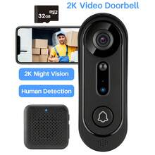 2K Wide Video Doorbell Camera, Wireless Indoor Chime, Free Cloud Storage And 32GB Micro SD Card, 2K Wide Live Video, 2K Night Vision, Weaterproof, Easy To Insallation, Human Detection And Motion Detection, Alert Message, Indoor/Outdoor - 黑色 - 查看 12