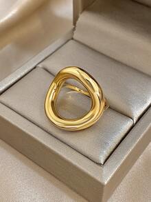 1 件镀层不锈钢开口可调节女士戒指，简约时尚圆形个性日常珠宝，万圣节周年纪念日情人节礼物，妈妈礼物，圣诞节感恩节日常派对礼物，送给女朋友和妻子 - 彩色 - 查看 2