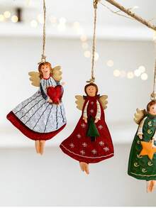 1 Painted Metal Angel Ornament Christmas Tree Decor & Holiday Craft Scene Accent Seasonal Decor, Room Accent, Home Decor Office Decor, Theme Party Decor Christmas Ornament (Random Style Shipped) - Multicolor - View 4