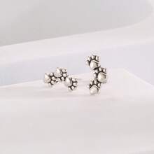 1 对动物爪耳钉，可爱狗和猫爪设计，女士时尚珠宝，圣诞节和四季的完美礼物 - 銀色 - 查看 4