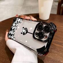 Funda de Teléfono para iPhone 16 15 14 13 12 11 Pro Max X XR XSMAX 8 8 Plus, Diseño Divertido, Material Duradero, Ajuste Cómodo, Funda Transparente Suave a Prueba de Golpes, Uso Diario, Pequeño Panda Lindo - Mezcla de colores - Ver 2