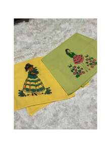 Kit com 24 Panos de Prato Bainha Guardanapo Estampado 0,45cm x 0,75cm 100% Algodão - Multicolorido - Visão 3
