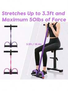 Multifunctional Tension Rope, 6 - Tube Elastic Yoga Pedal Puller Resistance Band, Natural Latex Tension Rope Fitness Equipment, Suitable For Abdomen/Waist/Arm/Leg Stretching And Weight - Loss Training