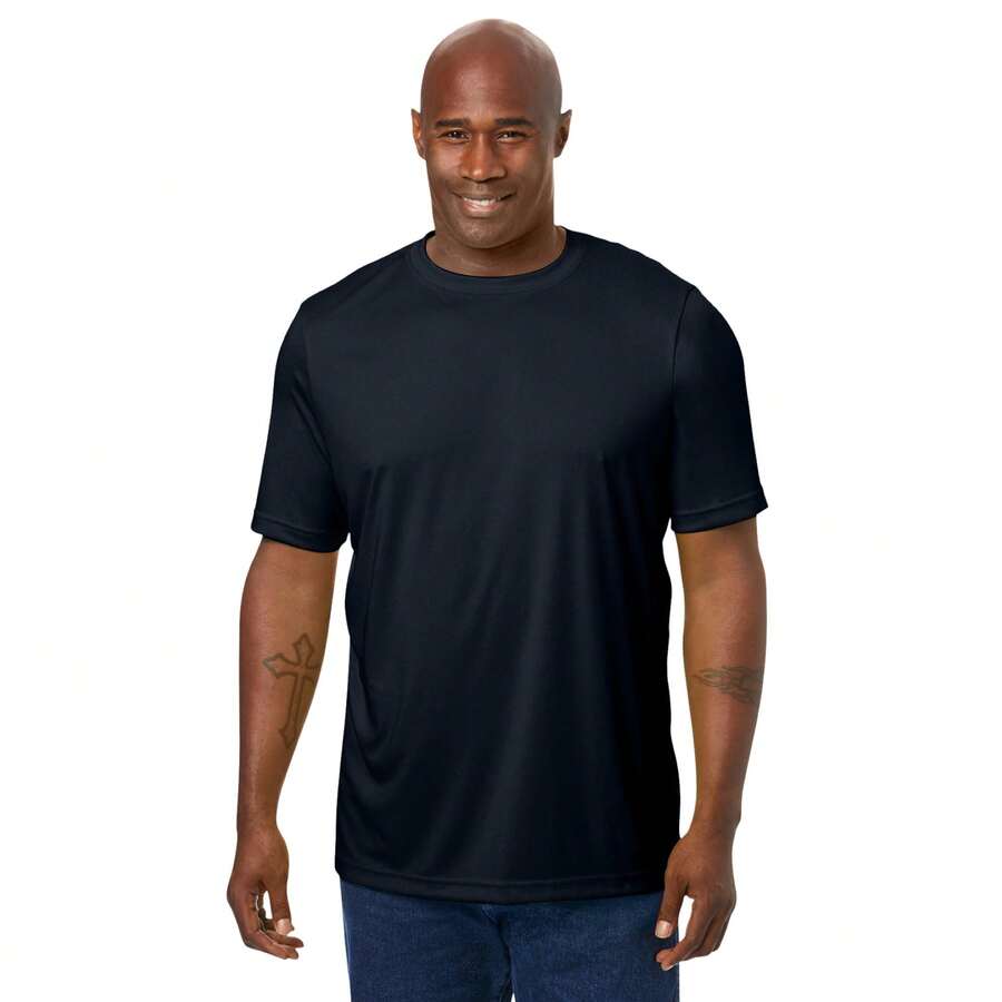 KingSize Men's Big & Tall No Sweat Crewneck Tee - 黑色 - 查看 1