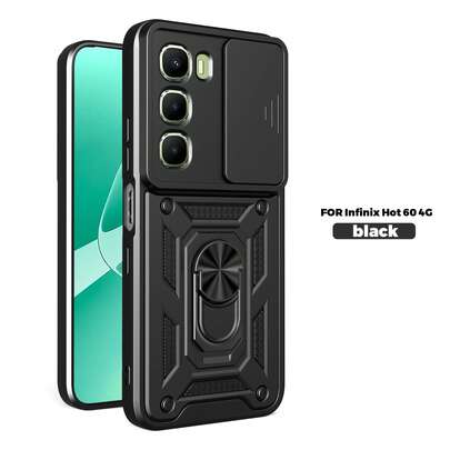 Funda de teléfono compatible con Infinix Hot 60i 4G/Hot 60 5G con lente de cámara deslizante y soporte