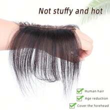 8inch Elegant Human Hair Straight Hair Full Hand Crochet Bangs Wig Universal For All Hair Types And Skin Colors - 彩色 - 查看 6