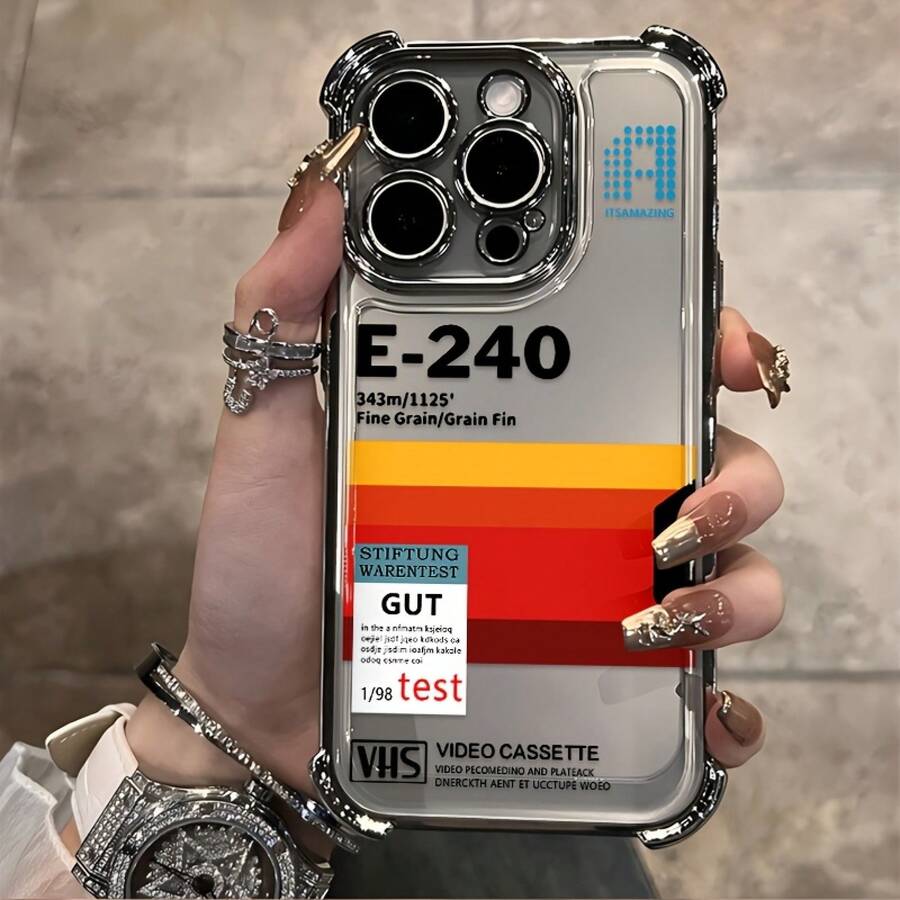 Funda de Teléfono con Patrón de Letras en Color Cálido Gradiente de Moda Adecuada para 16, 15, 14, 13, 12, 11 Pro, X, XR, XS, 8, Plus - Funda Transparente Suave a Prueba de Golpes - Colores mixtos - Ver 1