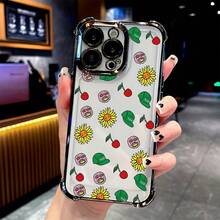 Funda de Teléfono Diseño Floral Divertido para 17 16, 15, 14, 13, 12, 11 Pro, X, XR, XS, 8, 8 Plus - Cubierta Trasera Transparente Suave con Protección Antigolpes - Colores mixtos - Ver 4