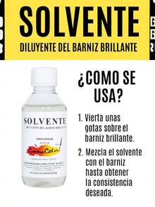 Solvente diluyente barniz brillo capacidad 125ml gama color pintura manualidades hogar accesorios resistentes mezcla transparente fácil aplicación diseño práctico multiusos - solvente gama color - Ver 5