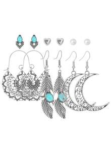 TopHanqi Bộ 54/24/6 khuyên tai tông bạc Bohemian cổ điển dành cho nữ, khuyên tai dạng đinh tán rỗng hình học bằng hợp kim kẽm, đa năng để đeo hàng ngày, dự tiệc, đi làm, mọi mùa - Màu Bạc Cổ - Xem 18