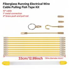 10pcs Yellow Fiberglass Draw Wire, Diameter 4mm, Length 33/45cm, For Wall Laying