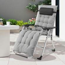 OLIXIS Zero Gravity Chair, Reclining Camping Lounge Chair For Indoor, Reclining Patio Chairs With Cup Holder Trays And Removable Cushion, Folding Recliner For Outdoor, Black - 灰色 - 查看 1