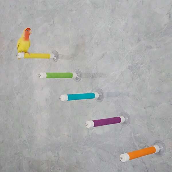 7-Color Bird Bath Perch With Suction Cup Base, Parrot Shower Perch, Window And Shower Adhesive Installation, Easy To Clean, Sturdy Installation, Comes With 1 Replacement Strap, Suitable For Smooth Surfaces