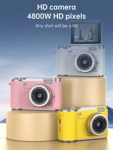 1 Pc 4K High Definition Digital Camera, Retro Micro Single Lens Digital Camcorder, 3 Inch Flip Screen With Flash, 16X Zoom, Comes With 32G Storage Card, Suitable Christmas/Birthday Gift For Boys & Girls Aged 3-18 - LK-007 White - View 9