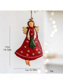 1 Painted Metal Angel Ornament Christmas Tree Decor & Holiday Craft Scene Accent Seasonal Decor, Room Accent, Home Decor Office Decor, Theme Party Decor Christmas Ornament (Random Style Shipped) - Multicolor - View 3