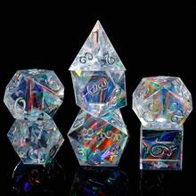 7pcs/Set Multifaceted Transparent Resin Dice, Refracting Multi-Color Lights, Board Games, Parties, Festivals, Outdoor Yard Games, Halloween, Christmas Gifts