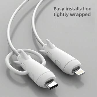 二合一硅胶数据线保护套兼收纳器，防止充电线断裂，兼容苹果设备