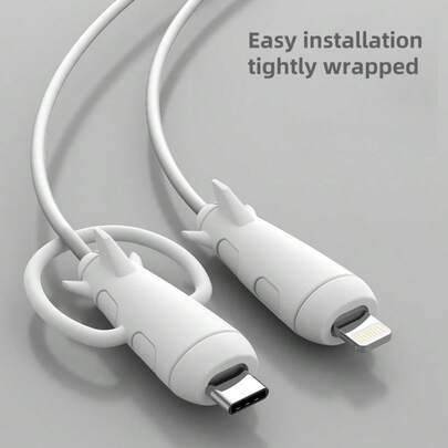Protector y organizador de cable de silicona 2 en 1, previene la rotura de los cables de carga de Apple
