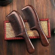 1把天然木质细齿梳，防静电防脱发，便携式设计，专为长发女性设计 - 彩色 - 查看 5