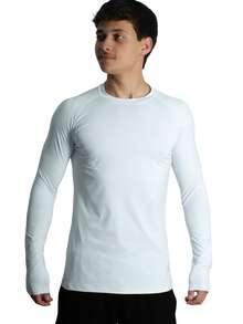 Men's Second Skin Thermal Polyamide Long Sleeve Anti-Odor UV50+ Protection Raglan Gym Training Running T-Shirt - 白色 - 查看 5