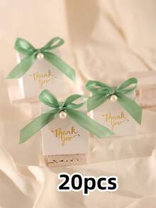 20/50个装白色礼品包装盒，配高级丝带和珍珠装饰 - 适用于派对、生日、婚礼、情人节等场合的礼品盒 - 彩色 - 查看 14