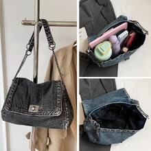 Denim Shoulder Bag For Women Jean Tote Bag Adjustable Chain Strap Crossbody Bags Y2k  Hobo Purse Handbag - Xanh nhạt - Xem 11