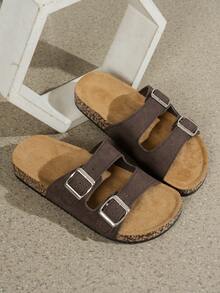 女士复古露趾透气凉鞋，舒适防滑拖鞋，女士夏季鞋 - 深咖色 - 查看 6