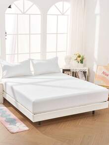 1 bộ ga trải giường cotton 100%, màu trơn, chất liệu dệt may gia đình thoải mái, mềm mại và thân thiện với da, thoáng khí, chống xù lông, phù hợp cho mọi mùa, vừa với giường đơn, đôi, cỡ Queen, cỡ King, có tác dụng bảo vệ nệm, có thể giặt máy, tái sử dụng, thích hợp trang trí phòng ngủ. - Nhiều màu - Xem 11