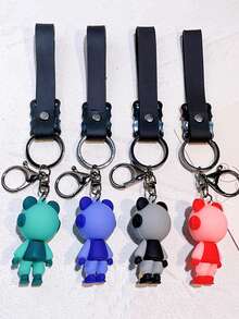 1pc Cartoon Lightning Bear Keychain Backpack Charm, Key Holder, Suitable As Small Gift For Christmas Holiday Party - Multicolor - View 3