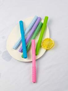 2pcs Pink And Purple Baby Teething Toys, Silicone Teether For Infant