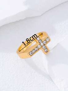 1pc Fashionable Elegant Rhinestone Inlaid Cross Ring For Women, Luxury Lightweight Suitable For Travel, Holiday, Party, Gift For Friends, Versatile For Daily Wear