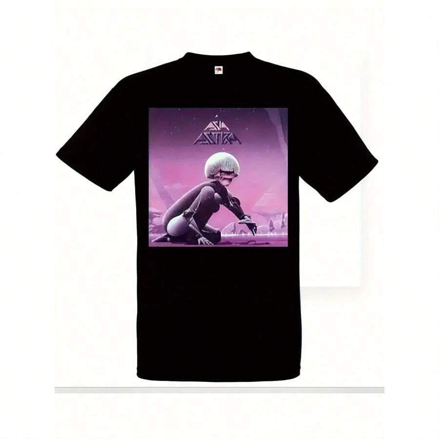 ASIA ASTRA Men's Vintage 1985 Band T-Shirt - Heavyweight. Cotton Retro 80s Astronaut Graphic Tee - Regular Fit Short Sleeve Shirt - Classic Rock Concert Merchandise For '80s Rock Fans - Casual Retro Clothing, Music Fan Apparel, Geometric Print, Durable Construction - 預設 - 查看 1
