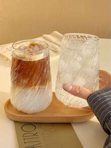Taza Remolino, Taza Rayada Retro, Taza de Café con Hielo, Taza Acanalada, Taza de Agua Creativa, Taza de Desayuno, Cristalería Retro Hermosa, Taza sin Asa, Apta para Beber Agua, Leche, Avena, Cerveza, Cócteles