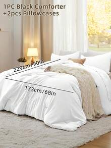 South Life 3pcs Comforter Set, Bedding, Cozy And Warm Bedding, Solid Color, Easy Care And Comfortable, Breathable Bed Set, For Twin, Full, King, Queen Bed Sizes, Suitable For Bedroom, Guest Room, Dormitory, School Bedding Dorm Essentials, All Seasons, Meticulous Festival Gifts, Machine Washable, 1 Comforter And 2 Pcs Pillowcases, Fathers Day Gift, Birthday Decorations, Grad Party Decor, Fathers Day Decor, Graduation Gift, Birthday Gift - Nhiều màu - Xem 19
