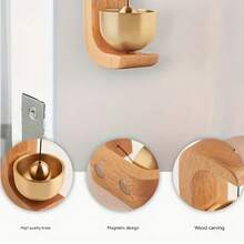 1 Piece Elegant Japanese Wooden Wind Chime - Wireless Brass Doorbell With Magnetic Mount, Easy Installation For Home And Commercial, Door And Wall Decorative Hanging Chime Also Comes With Adhesive Stickers - 金色 - 查看 6