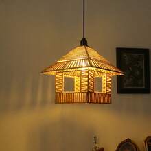 1 件，波西米亚手工编织桶形藤条灯罩，藤条钟形灯罩，适用于台灯吊灯灯具，易于安装 - 多色 - 查看 3