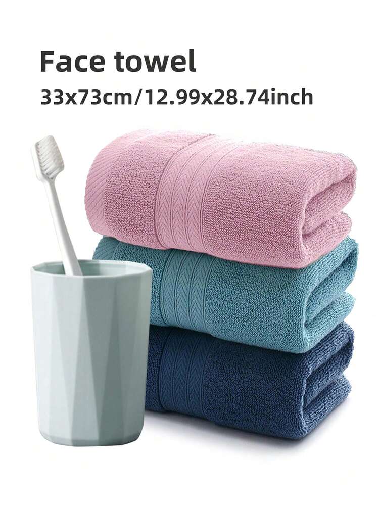 Set de 3 toallas, suaves y amigables con la piel, absorbentes, sin pelusa, sin desteñir, toallas de mano para baño, set de toallas faciales minimalistas, para uso doméstico, 33*73cm/12.99x28.74in, 70x140cm/27.56x55.12in, set de baño, regalo del Día de la Madre, decoración del hogar y el baño, decoración de otoño, de vuelta a la escuela para salón de belleza, hogar, baño, ducha, toallas para salón de belleza, hotel, deportes, artículos esenciales para el hogar, toalla, cuidado de la piel - rosa+azul claro+azul oscuro - Añade 12