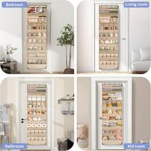1 Pack Over The Door Shoe Organizer 68 Exlarge Deep Pockets Hanging Shoe Organizers 8Tier Shoe Rack For Closet Shoe Holder For Boots Over Door Organizer In Home RV Dorm Beige