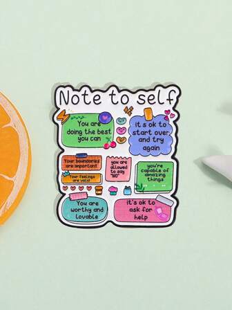1PC Motivational Quotes Enamel Pins Self-Love Reminder Notes Brooches Badge Lapel Pins Clothes Decoration Fashion Jewelry Gifts