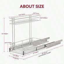 Under Sink Organizer 9" W X17 D Pull Out Cabinet Organizer 2 Tier Under Sink Slide Out Chrome Plated Under Kitchen Bathroom Organizer Pantry Cabinet Closet Organization Rack 1 Pack
