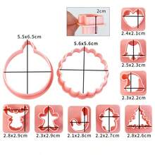 10pcs Christmas Cookie Cutters, 32 Shapes DIY Round Cake Mold, Cream & Jam Filled Cookie Baking Mold Set Christmas Christmas Decorations Christmas Pajamas Christmas Gifts Christmas Decor - Pink - View 2